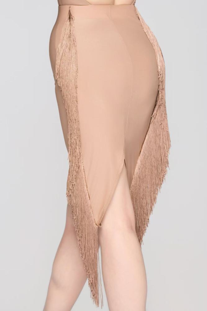 Women’s Barely There Ultra-Lightweight Flowing Fringe Skirt（Nude）#251111