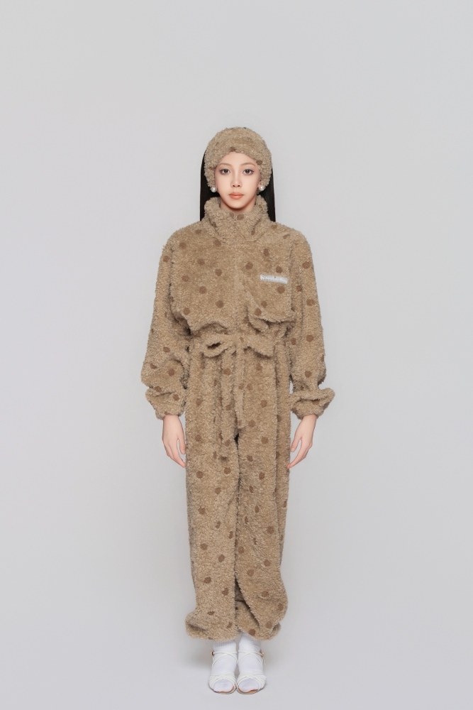 Girls' Custom Embroidered Fleece Onesie (Pink Small Flowers)#251103