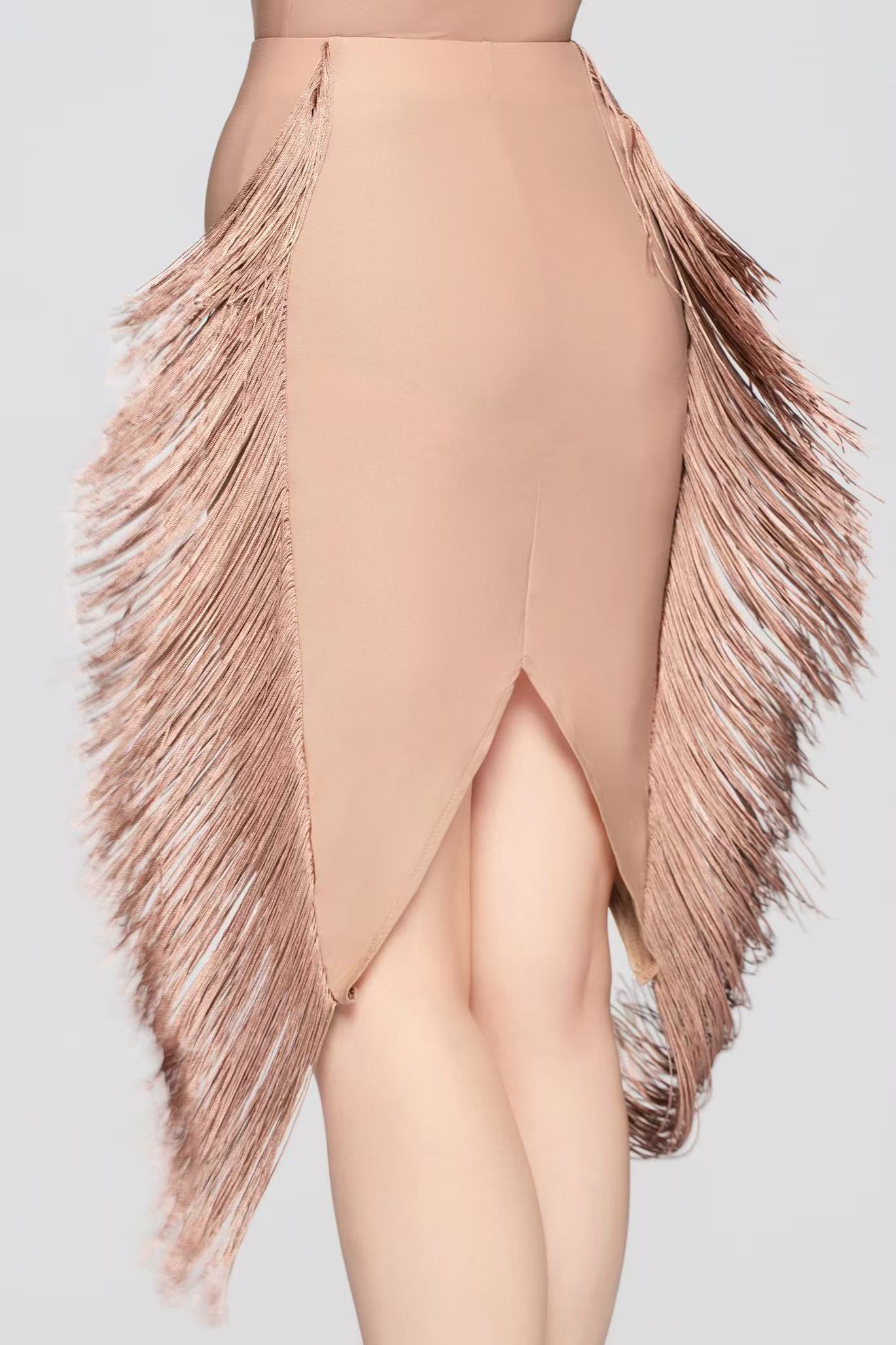 Women’s Barely There Ultra-Lightweight Flowing Fringe Skirt（Nude）#251111