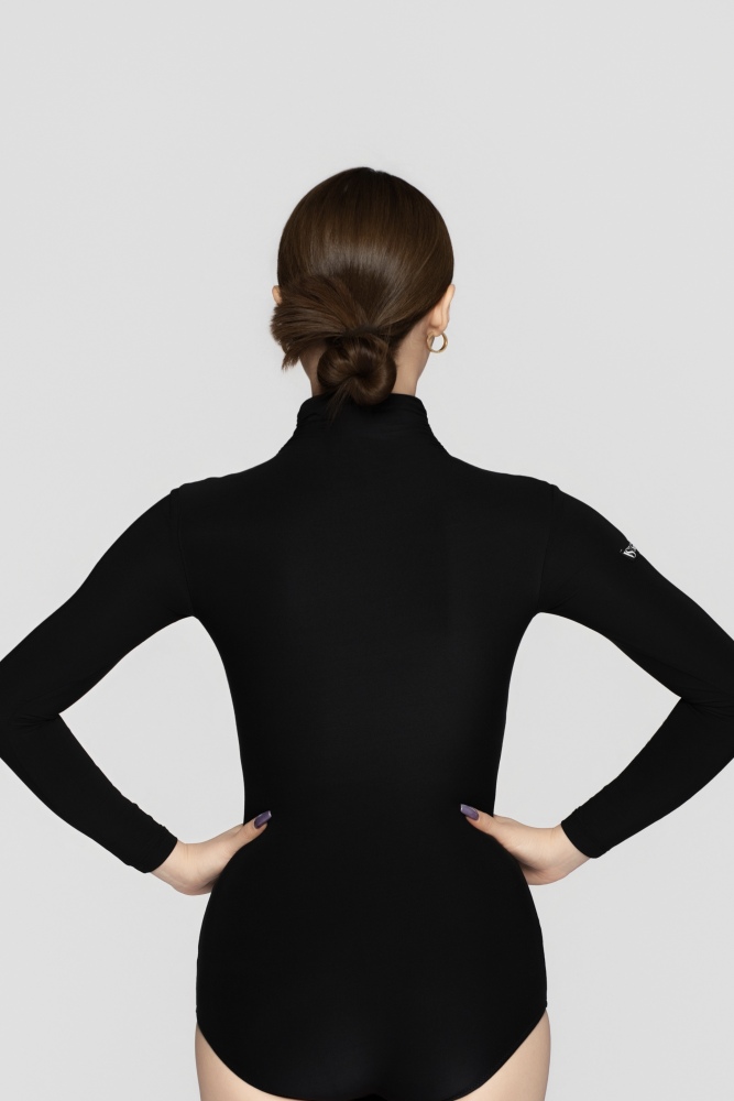 Women's Barely There Ultra-Lightweight Turtleneck Pleated Long-Sleeve Bodysuit（Nude）#251105