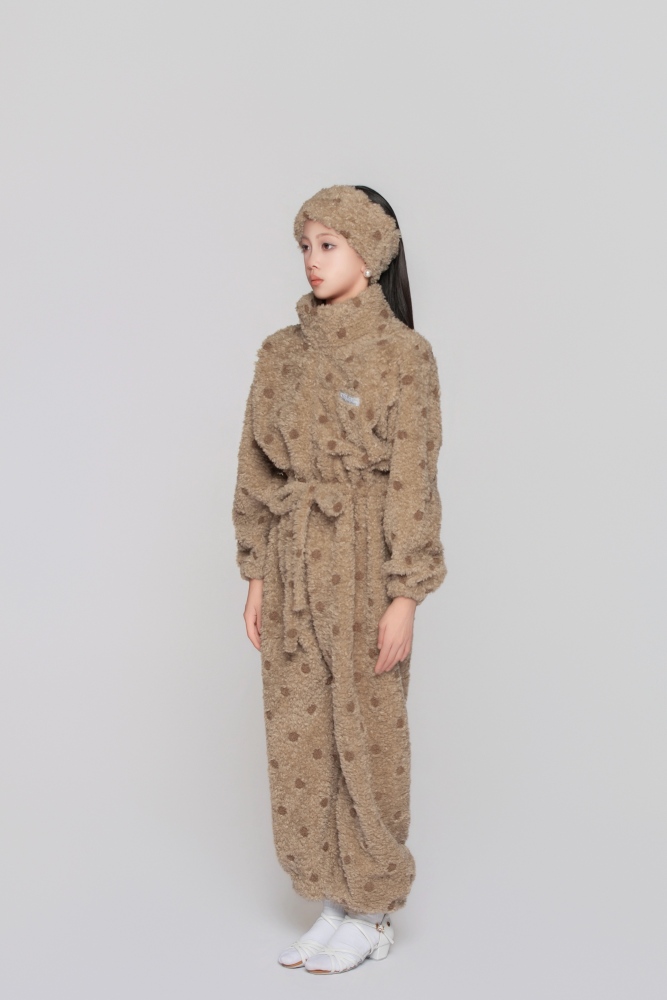 Girls' Custom Embroidered Fleece Onesie (Pink Small Flowers)#251103