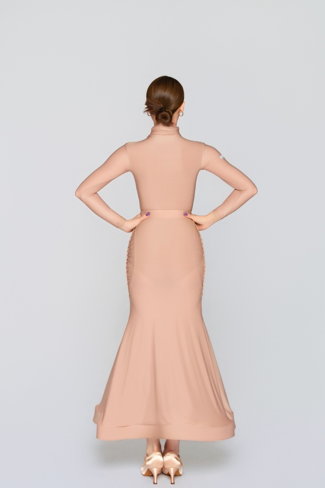 Women's Barely There Ultra-Lightweight Turtleneck Pleated Long-Sleeve Bodysuit（Nude）#251105