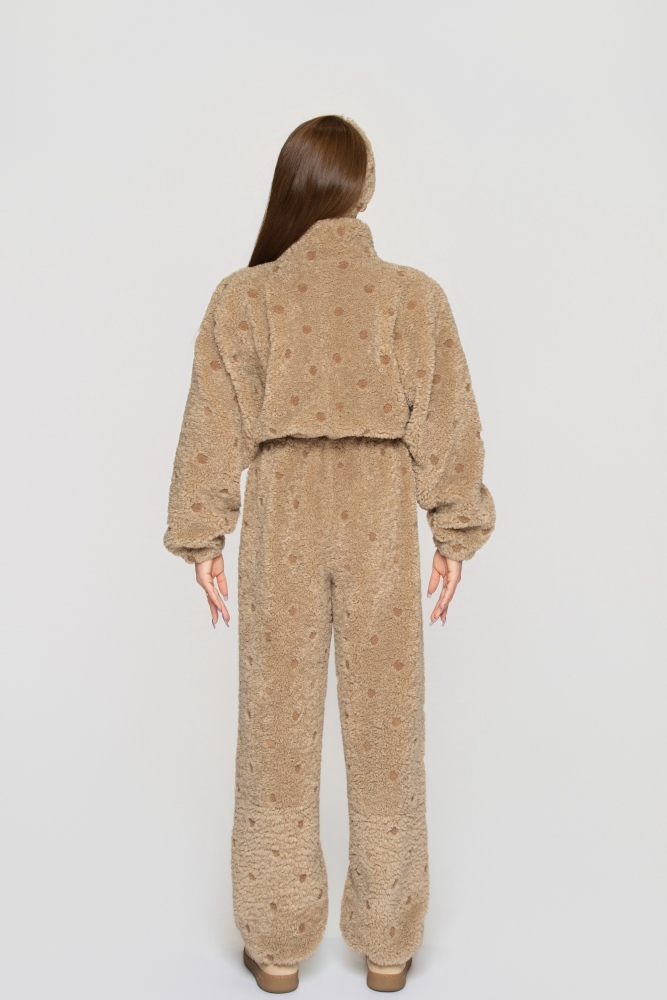 Women's Custom Embroidered Fleece Onesie (Pink Small Flowers)#251101