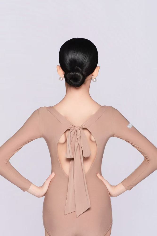 Girls’ Barely There Ultra-Lightweight Backless Tie-Up Bodysuit（Nude）#251121