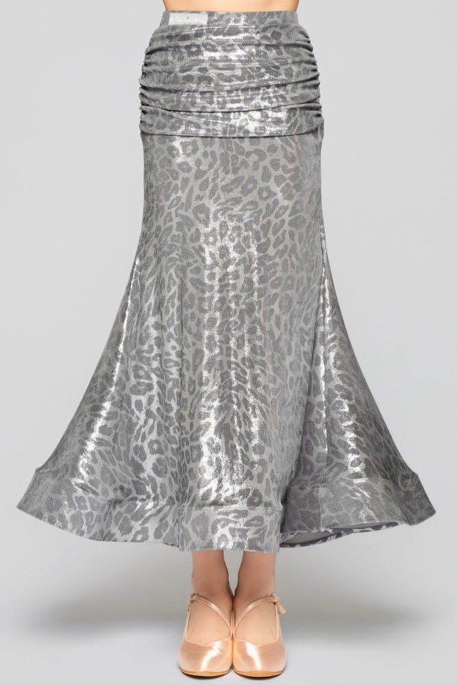 Women's Shiny Leopard Print Bow Modern Skirt（Black Gold）#251138