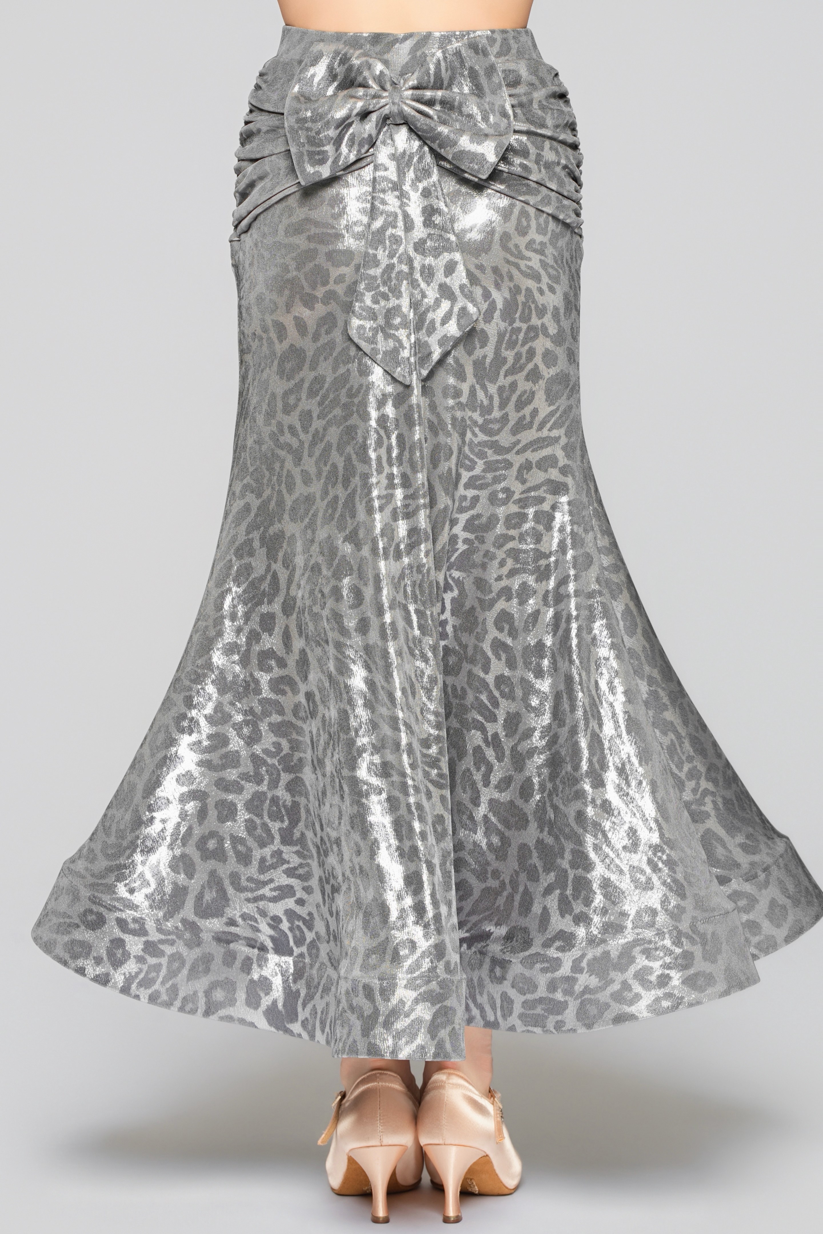 Women's Shiny Leopard Print Bow Modern Skirt（Black Gold）#251138