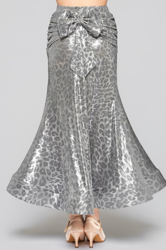 Women's Shiny Leopard Print Bow Modern Skirt（Black Gold）#251138