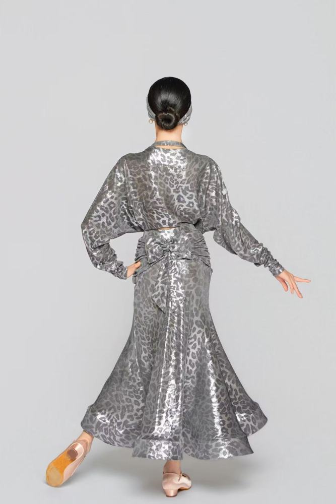 Girls' Shiny Leopard Print Reversible Tie-Up Top（Black Gold）#251140