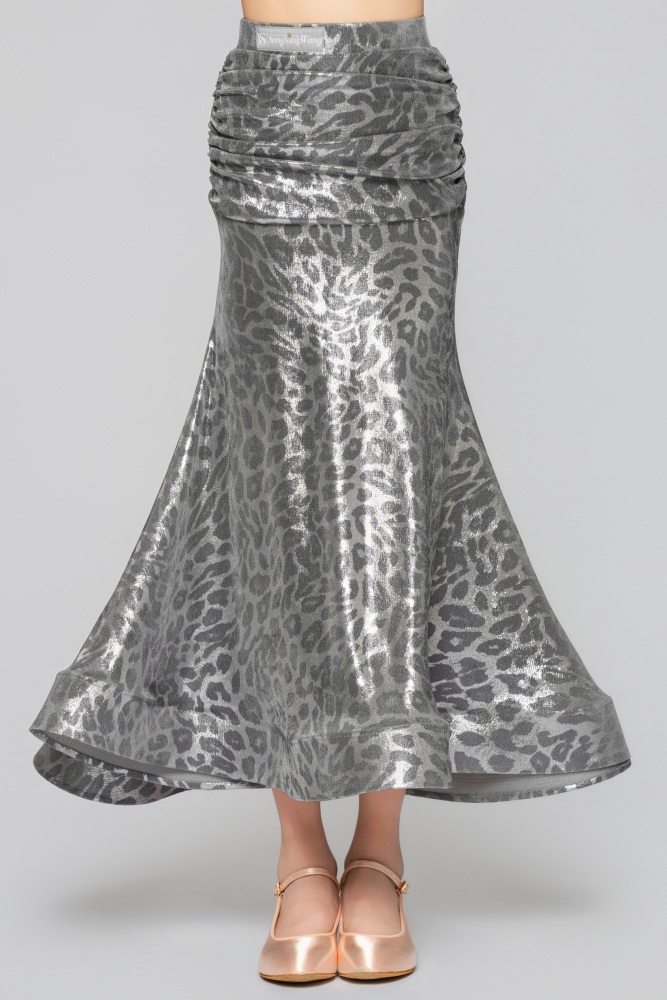 Girls' Shiny Leopard Print Bow Modern Skirt（Black Gold）#251142