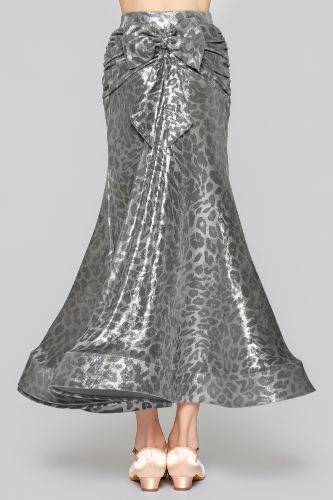 Girls' Shiny Leopard Print Bow Modern Skirt（Black Gold）#251142