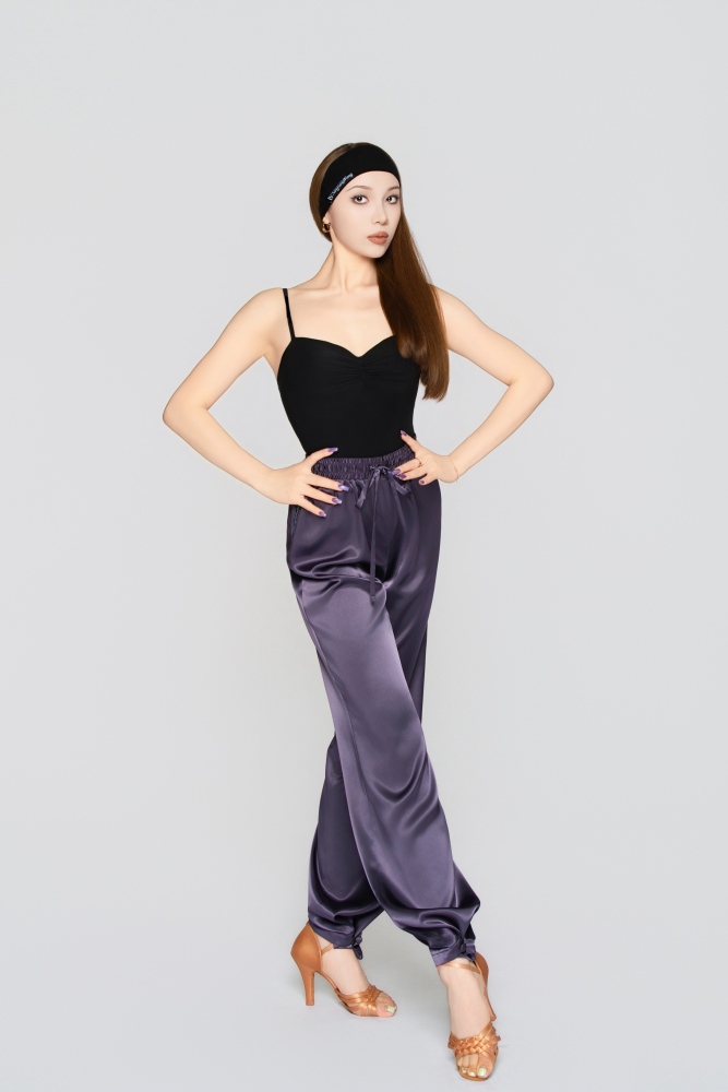 Women's Silk Reversible Pants (Quiet Purple)#251213
