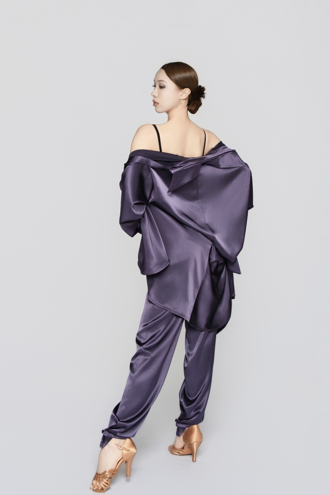 Women's Silk Reversible Pants (Quiet Purple)#251213