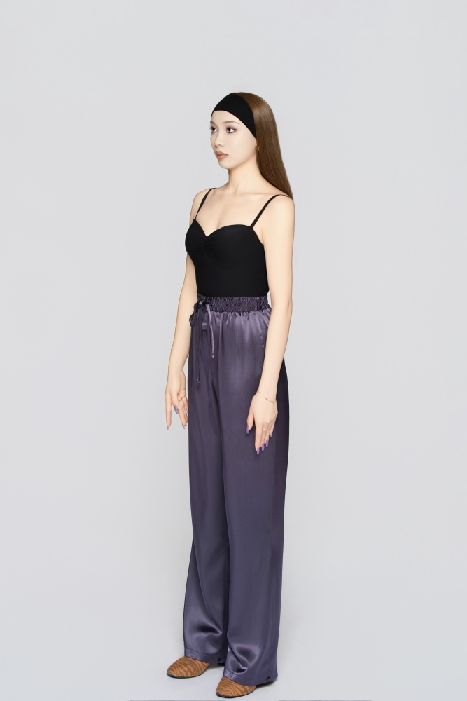 Women's Silk Reversible Pants (Quiet Purple)#251213