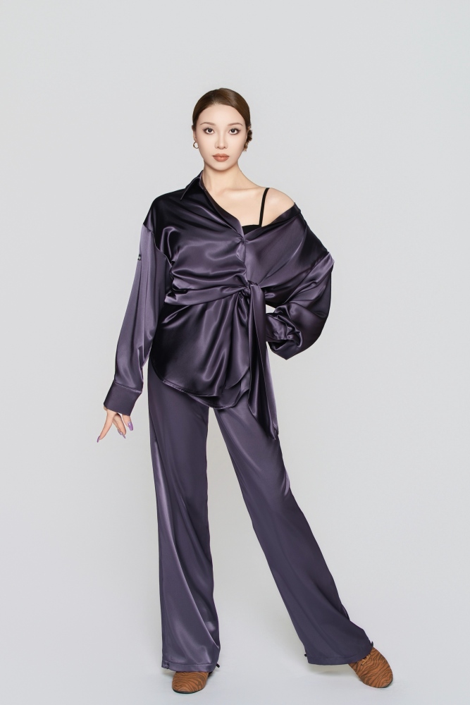 Women's Silk Reversible Pants (Quiet Purple)#251213