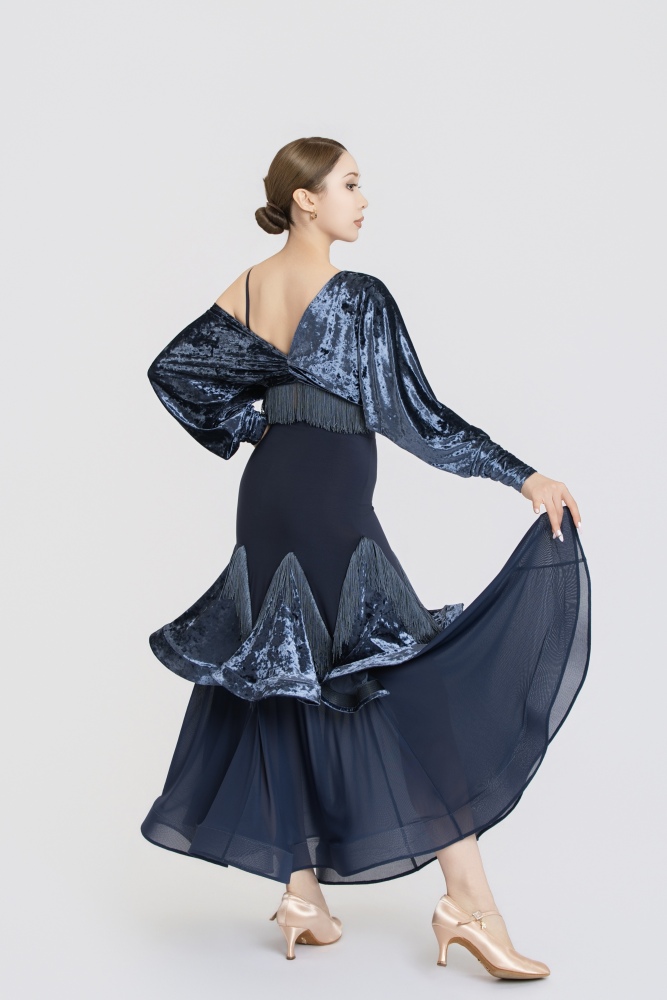 Fringe Diamond Velvet Modern Skirt(Blue)#251228