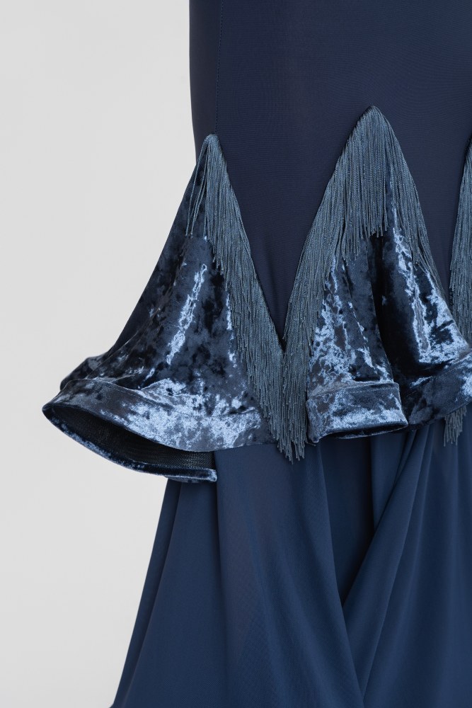 Fringe Diamond Velvet Modern Skirt(Blue)#251228