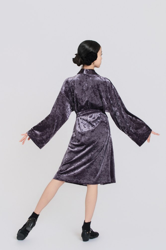 Girls’ Diamond Velvet Competition Robe (Purple)#251218