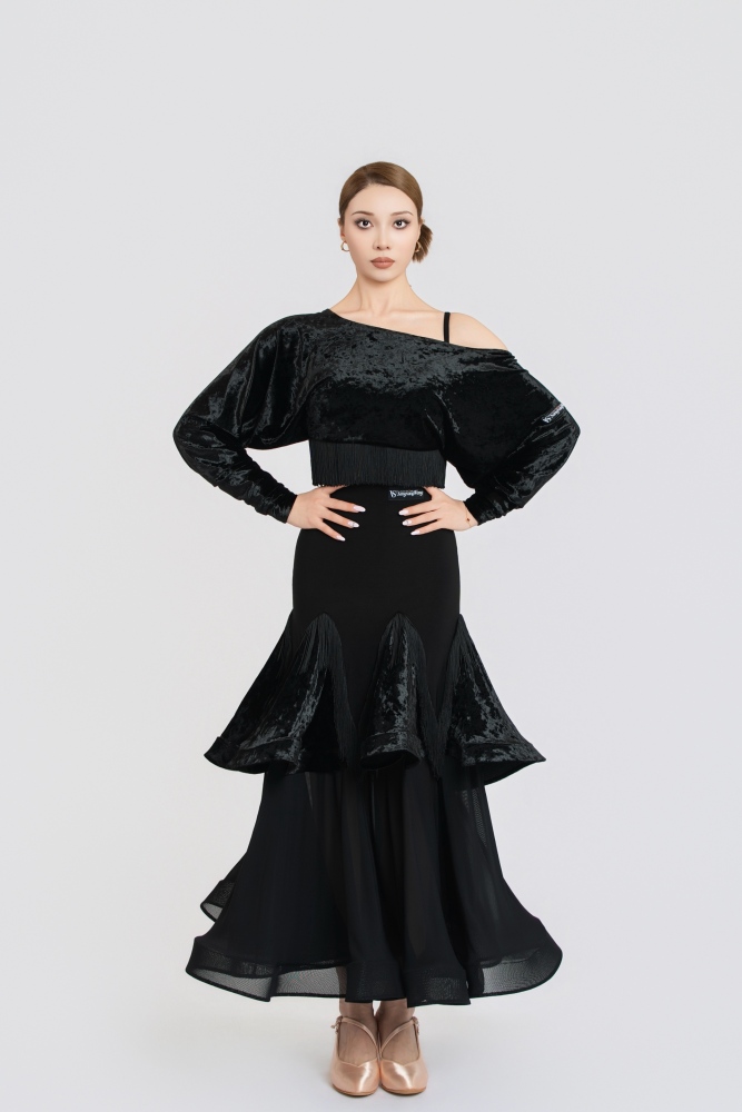 Fringe Diamond Velvet Modern Skirt(Blue)#251228