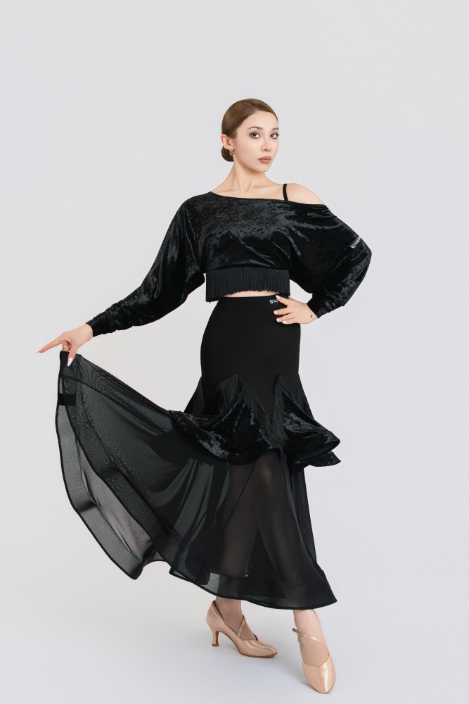 Fringe Diamond Velvet Modern Skirt(Blue)#251228