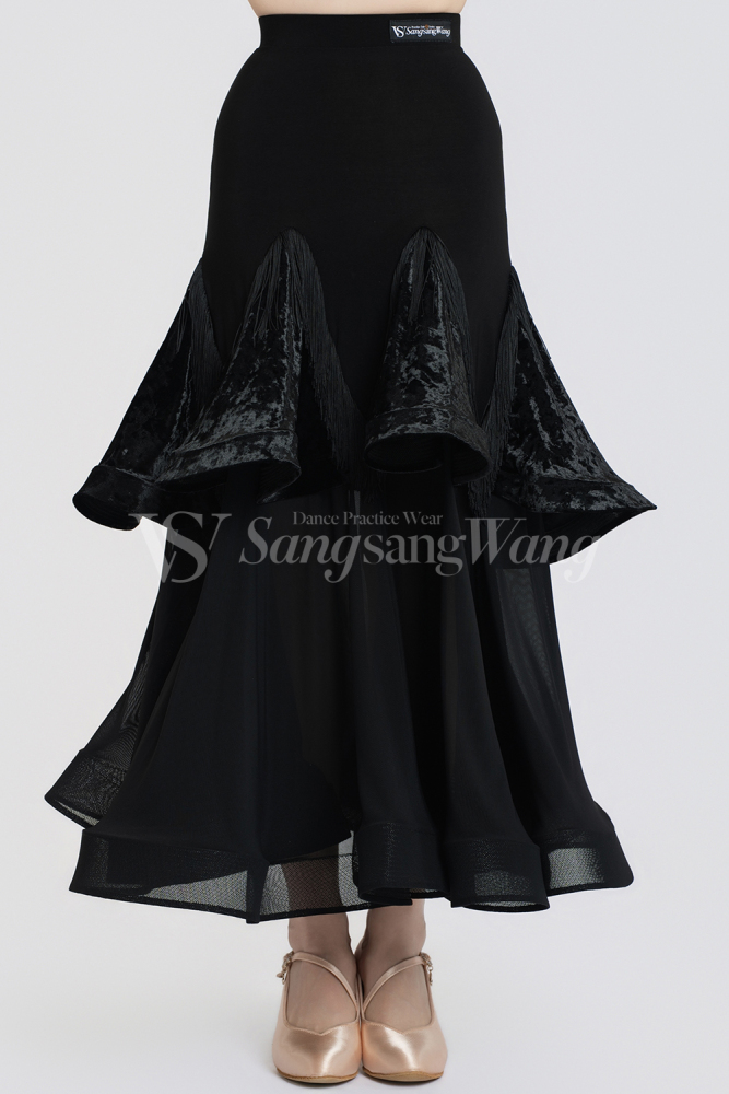 Fringe Diamond Velvet Modern Skirt(Blue)#251228