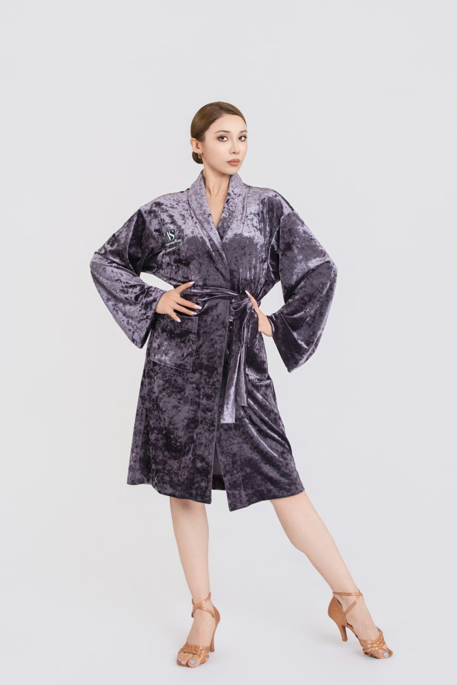 Women's Diamond Velvet Competition Robe (Purple)#251216