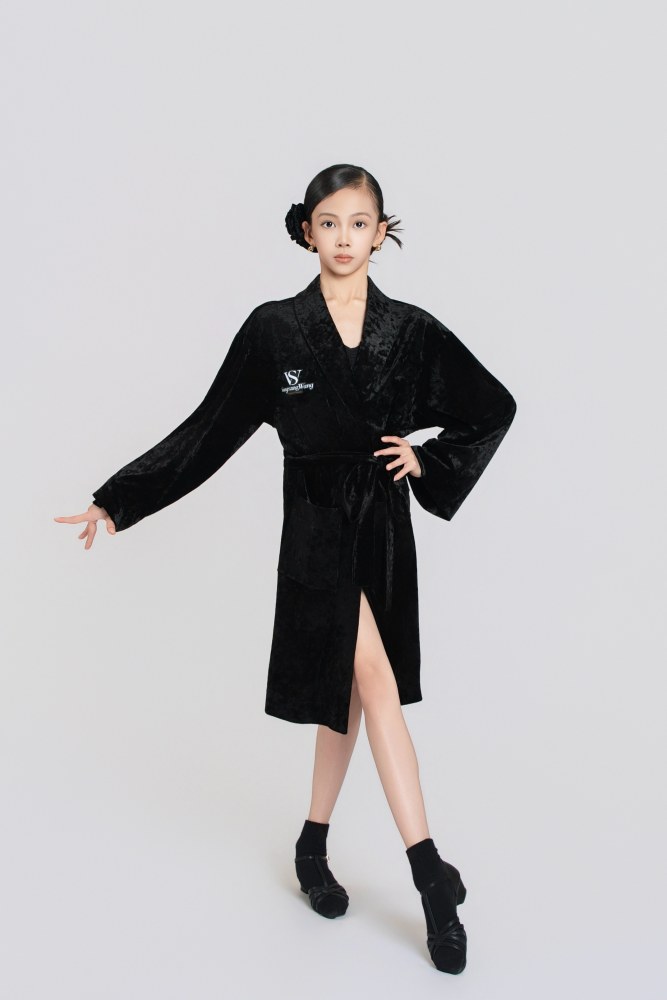 Girls’ Diamond Velvet Competition Robe (Purple)#251218