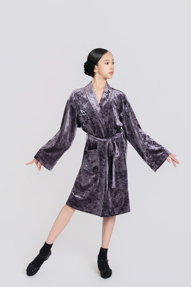 Girls’ Diamond Velvet Competition Robe (Purple)#251218