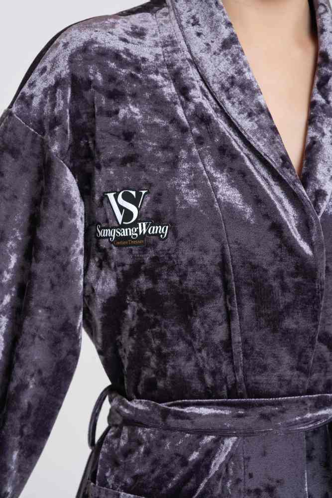 Women's Diamond Velvet Competition Robe (Purple)#251216