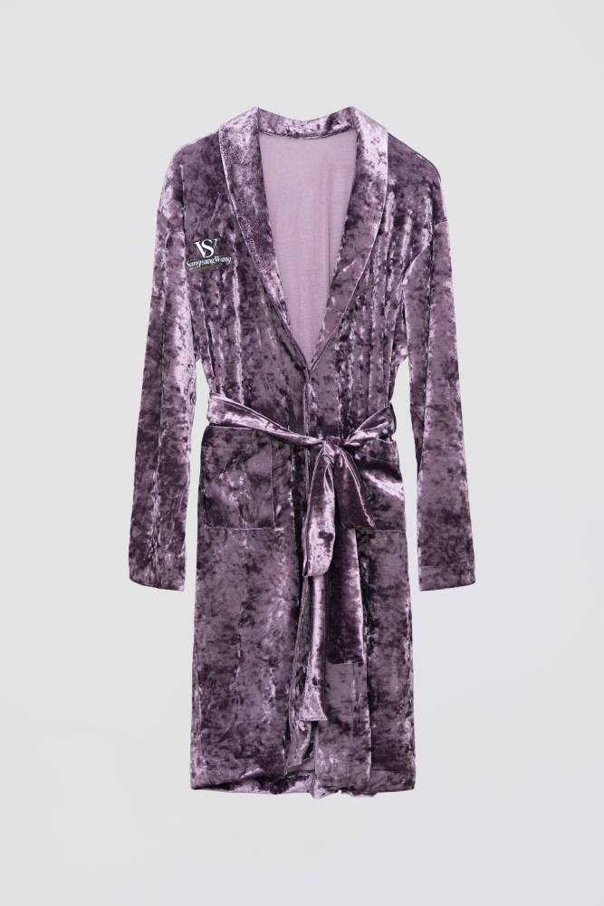 Men's Diamond Velvet Competition Robe (Purple)#251220