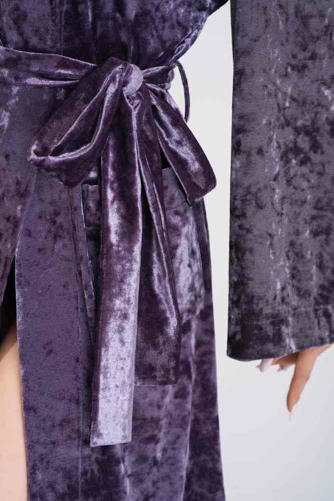 Women's Diamond Velvet Competition Robe (Purple)#251216