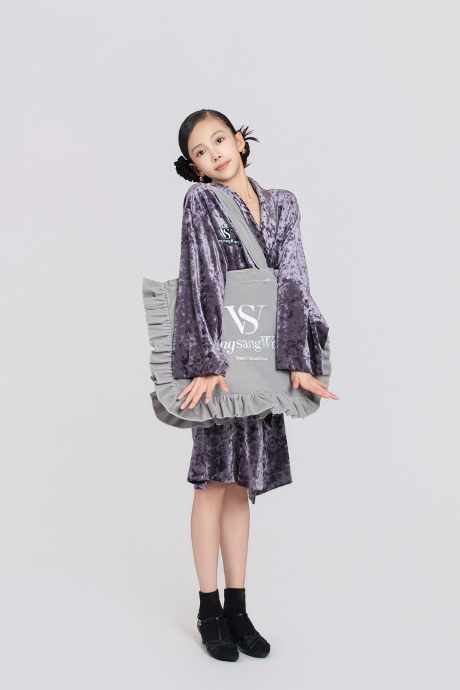 Girls’ Diamond Velvet Competition Robe (Purple)#251218