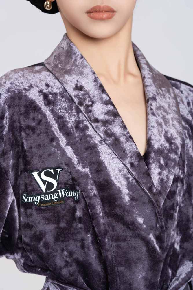 Girls’ Diamond Velvet Competition Robe (Purple)#251218