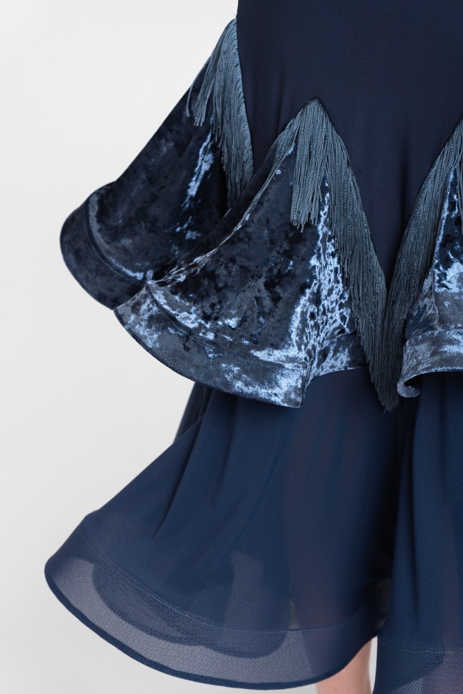 Fringe Diamond Velvet Modern Skirt(Blue)#251234