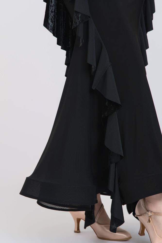Lace Diamond Velvet Modern Dress(Black)#251237