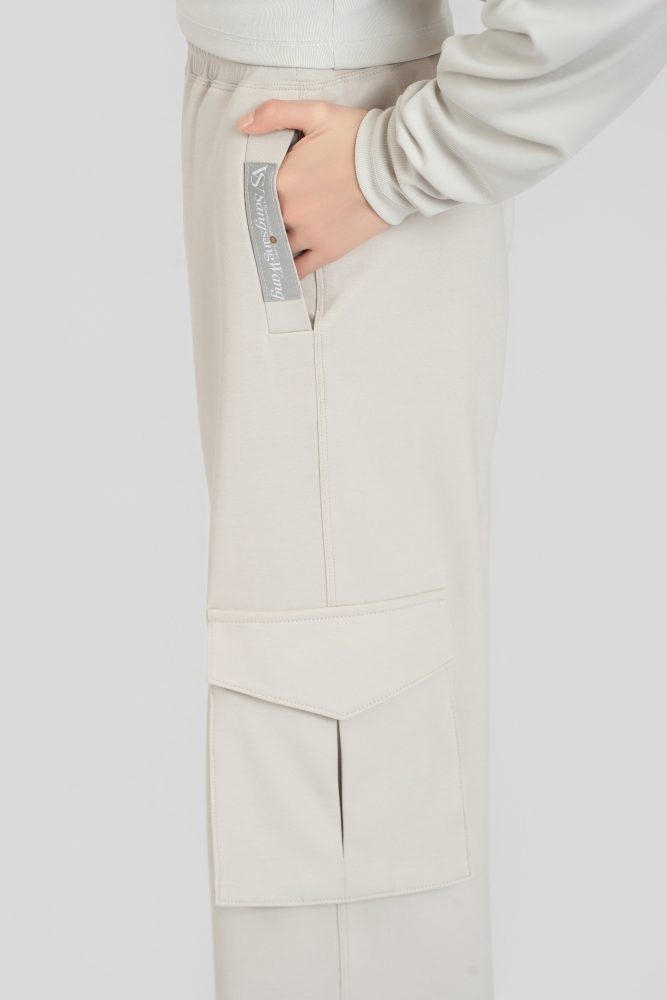 Single-pocket Cargo Pants (Gray-beige)#260106