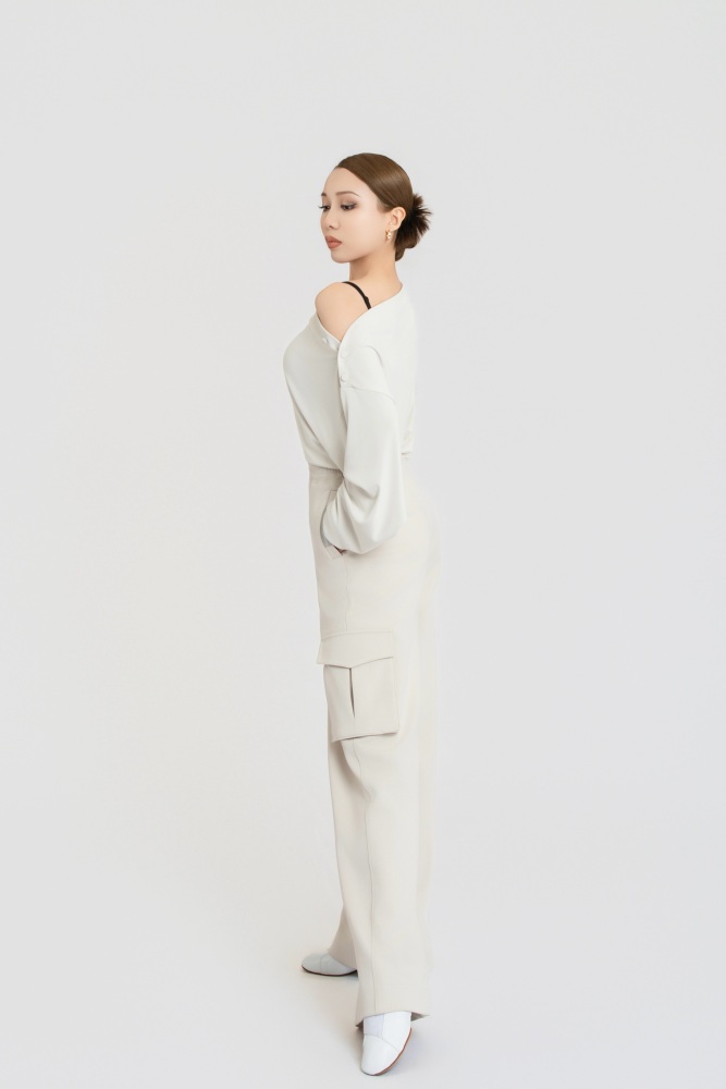 Single-pocket Cargo Pants (Gray-beige)#260102