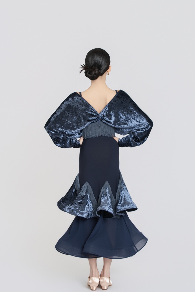 Fringe Diamond Velvet Modern Skirt(Blue)#251234