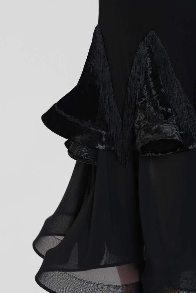 Fringe Diamond Velvet Modern Skirt(Blue)#251234