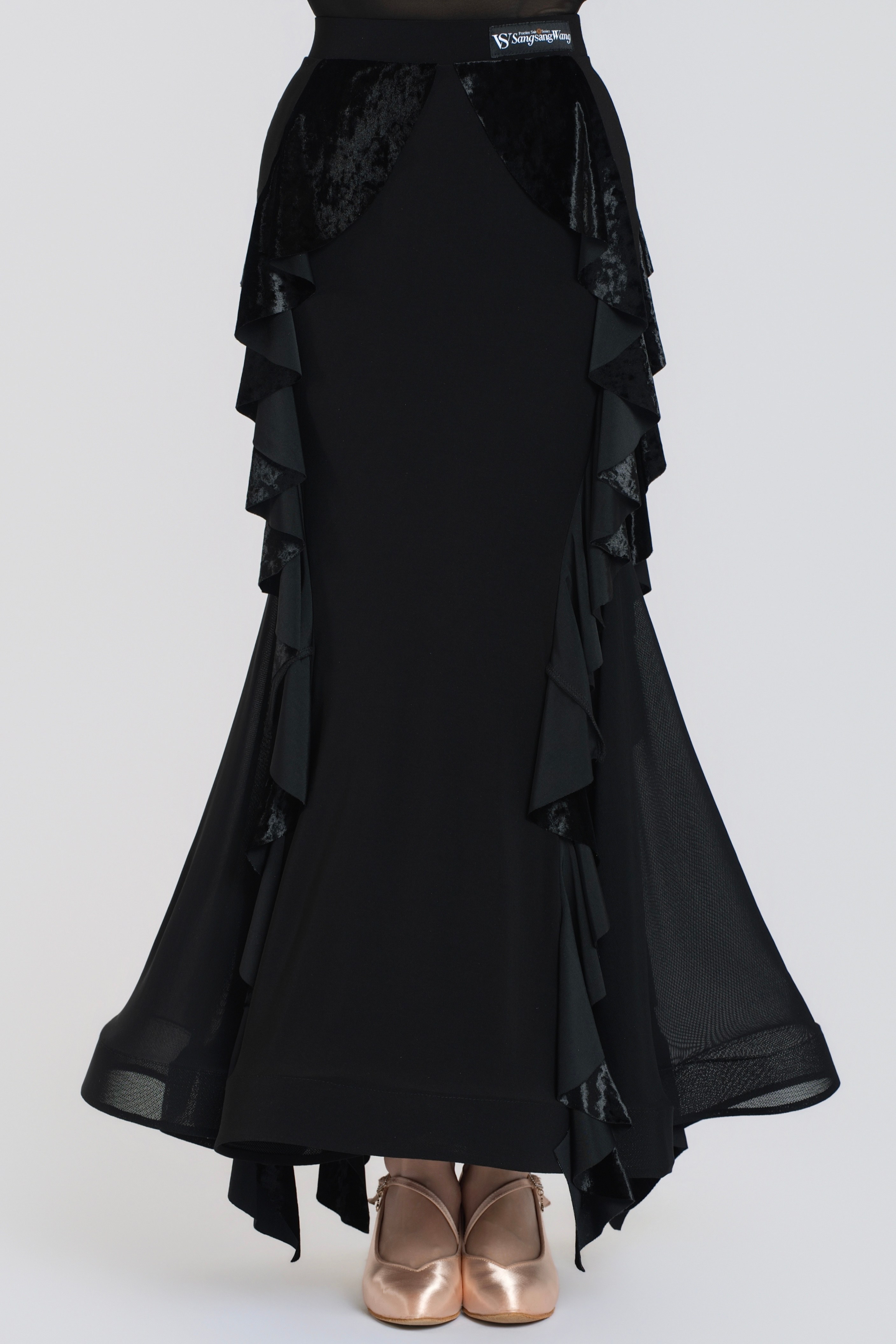 Lace Diamond Velvet Modern Dress(Black)#251237