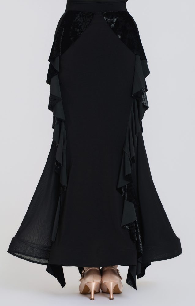Lace Diamond Velvet Modern Dress(Black)#251237