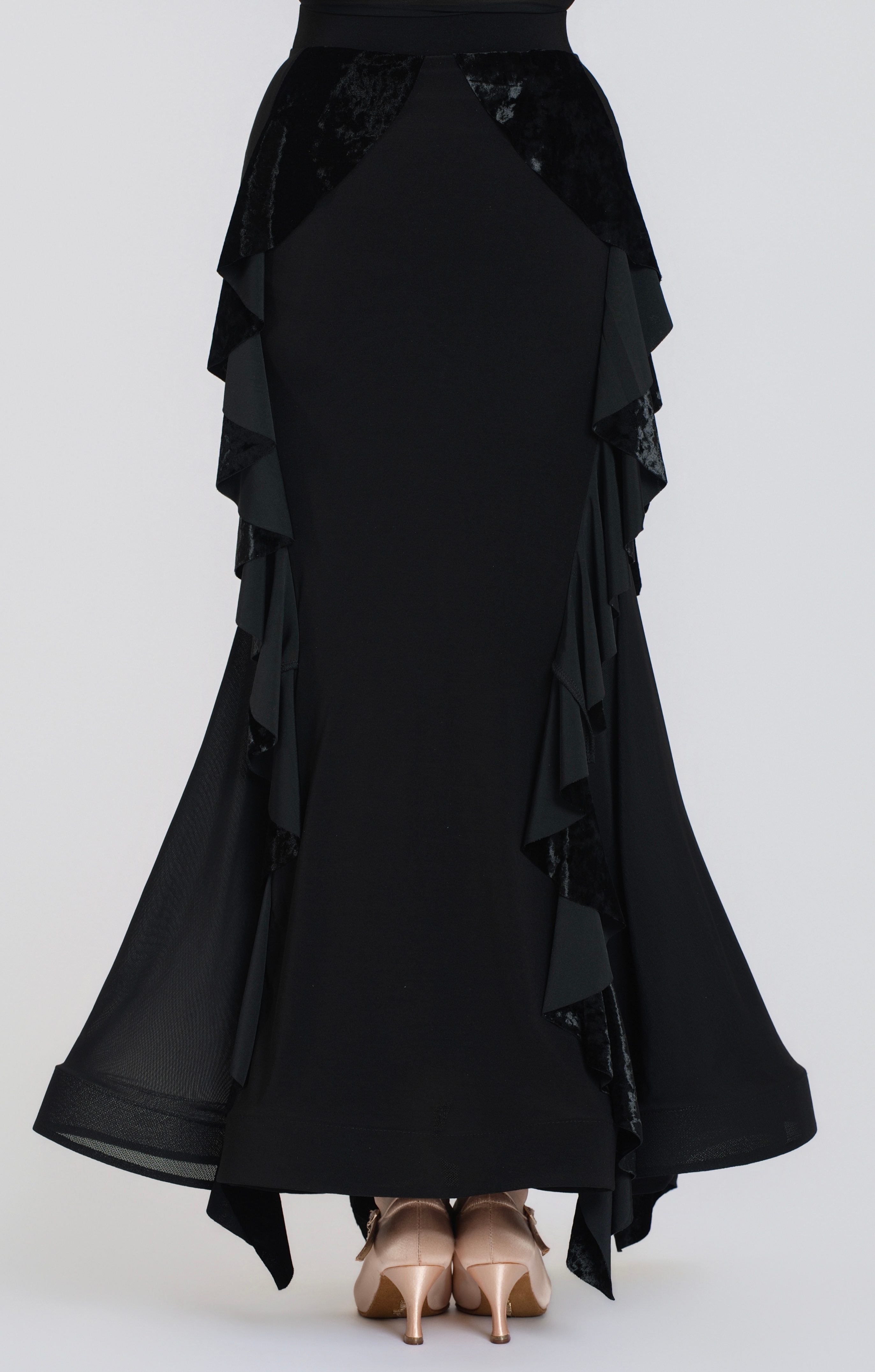 Lace Diamond Velvet Modern Dress(Black)#251237