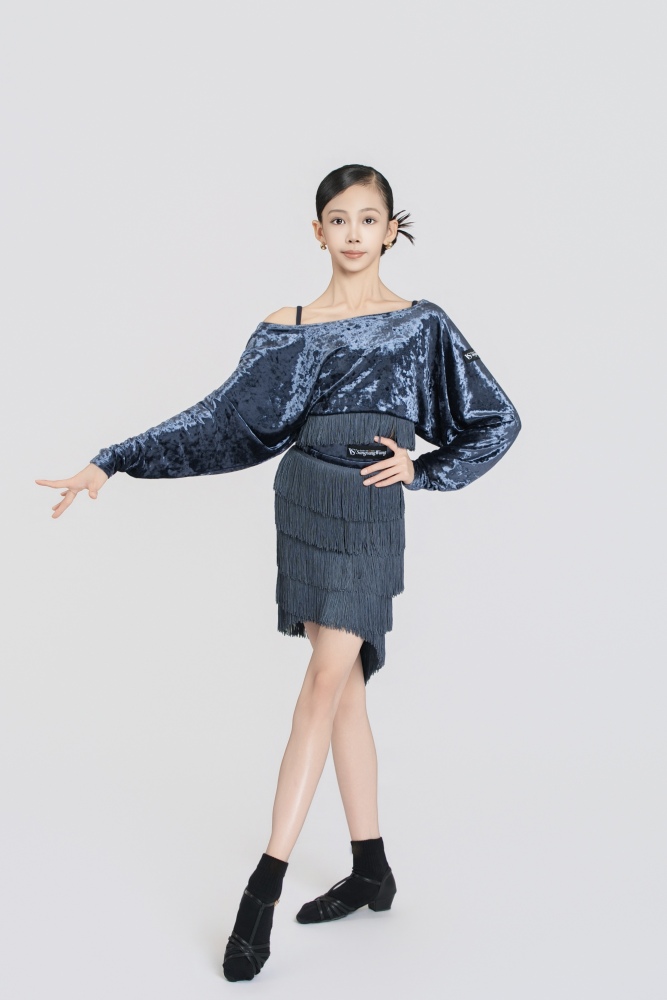 Stretchy Fringe Diamond Velvet Mermaid Skirt(Blue)#251233