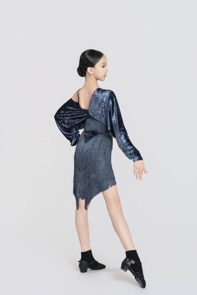 Stretchy Fringe Diamond Velvet Mermaid Skirt(Blue)#251233
