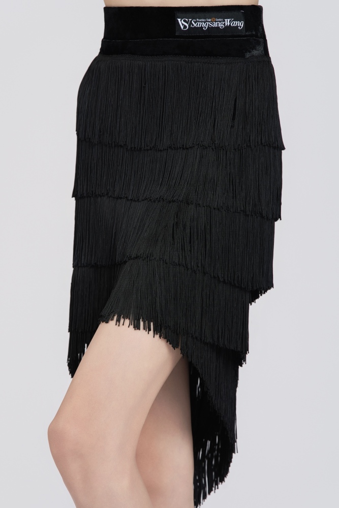 Stretchy Fringe Diamond Velvet Mermaid Skirt(Blue)#251233