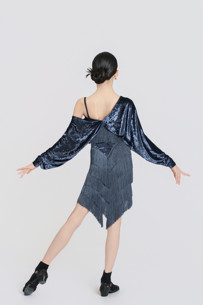 Stretchy Fringe Diamond Velvet Mermaid Skirt(Blue)#251233