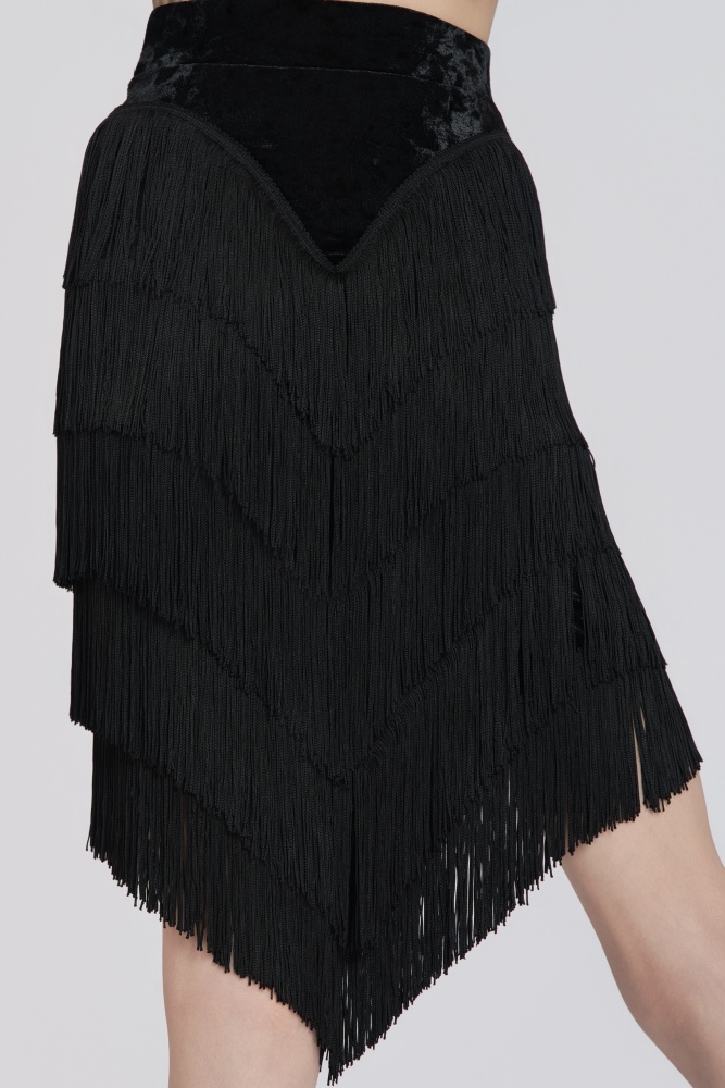 Stretchy Fringe Diamond Velvet Mermaid Skirt(Blue)#251233
