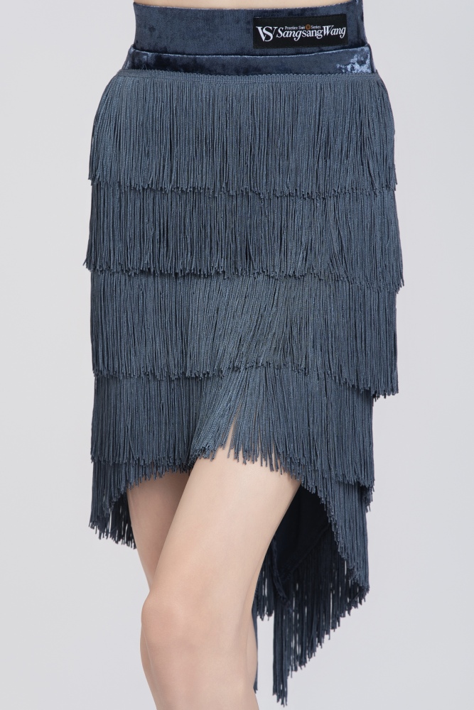 Stretchy Fringe Diamond Velvet Mermaid Skirt(Blue)#251233