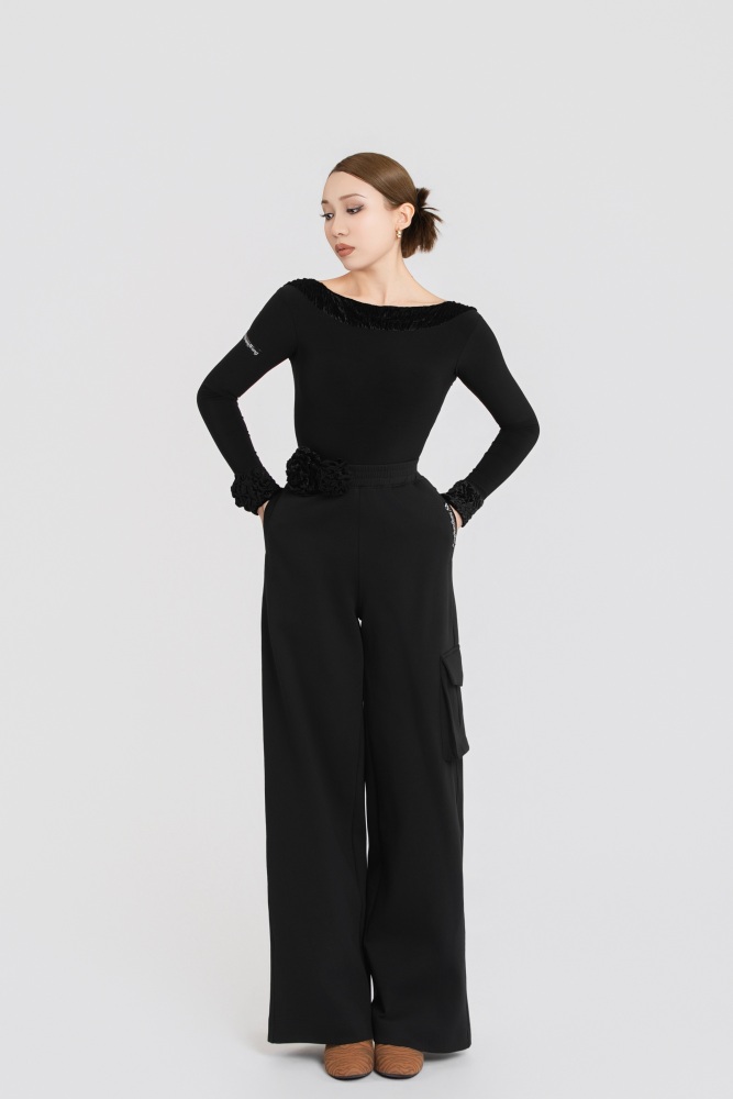 Bubble-Fleece Long Sleeve Backless Bodysuit（Off-White）#260109