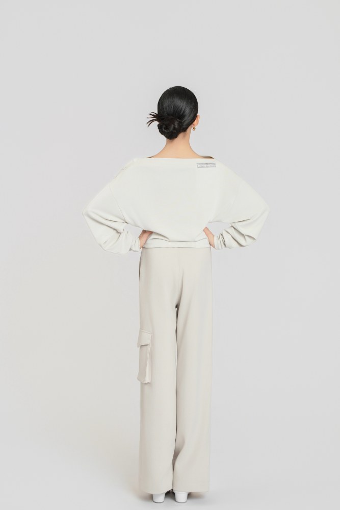 Single-pocket Cargo Pants (Gray-beige)#260106
