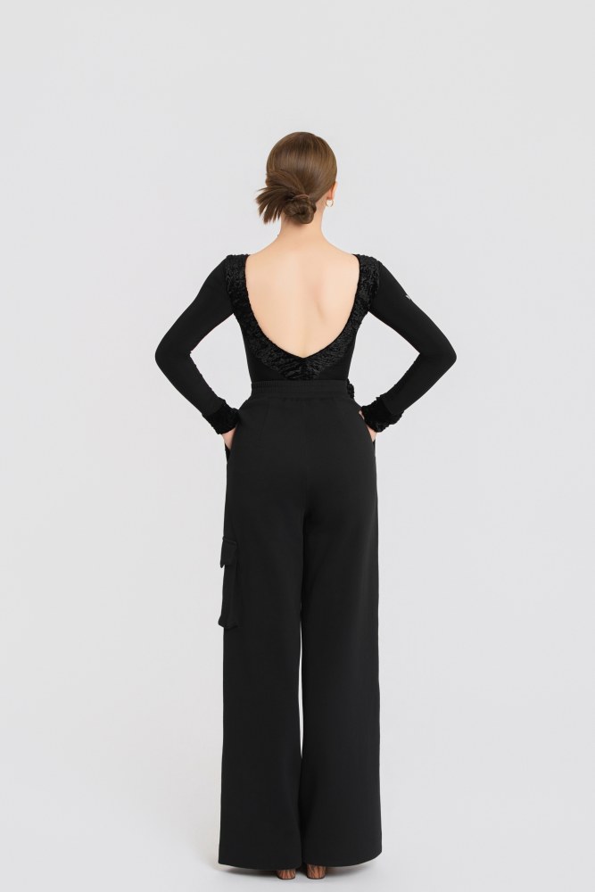 Bubble-Fleece Long Sleeve Backless Bodysuit（Off-White）#260109